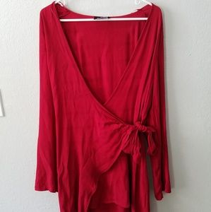 Red wrap dress